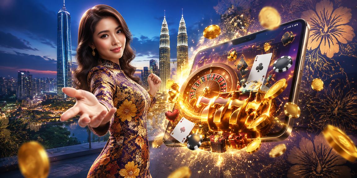 Pemain menggunakan aplikasi kasino mega338 di Kuala Lumpur dengan pakaian batik